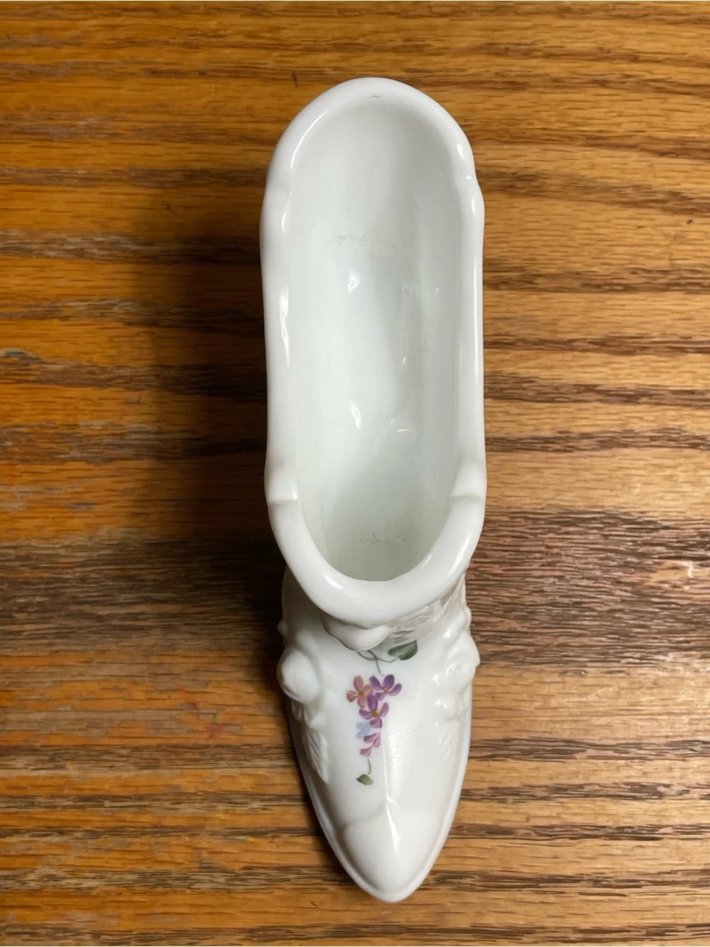 Fenton White Milk Glass S. Hopkins Victorian Shoe Slipper Hand Painted & Signed